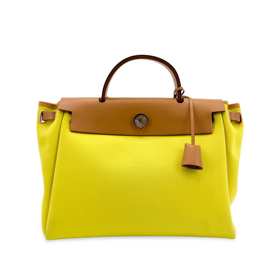 Hermès Herbag Zip 31 Lime Brown D Engraving