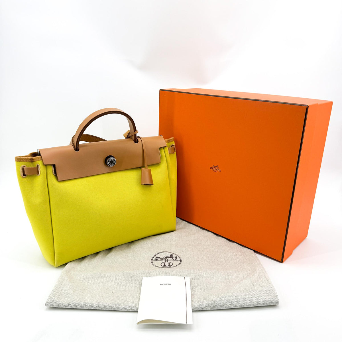 Hermès Herbag Zip 31 Lime Brown D Engraving