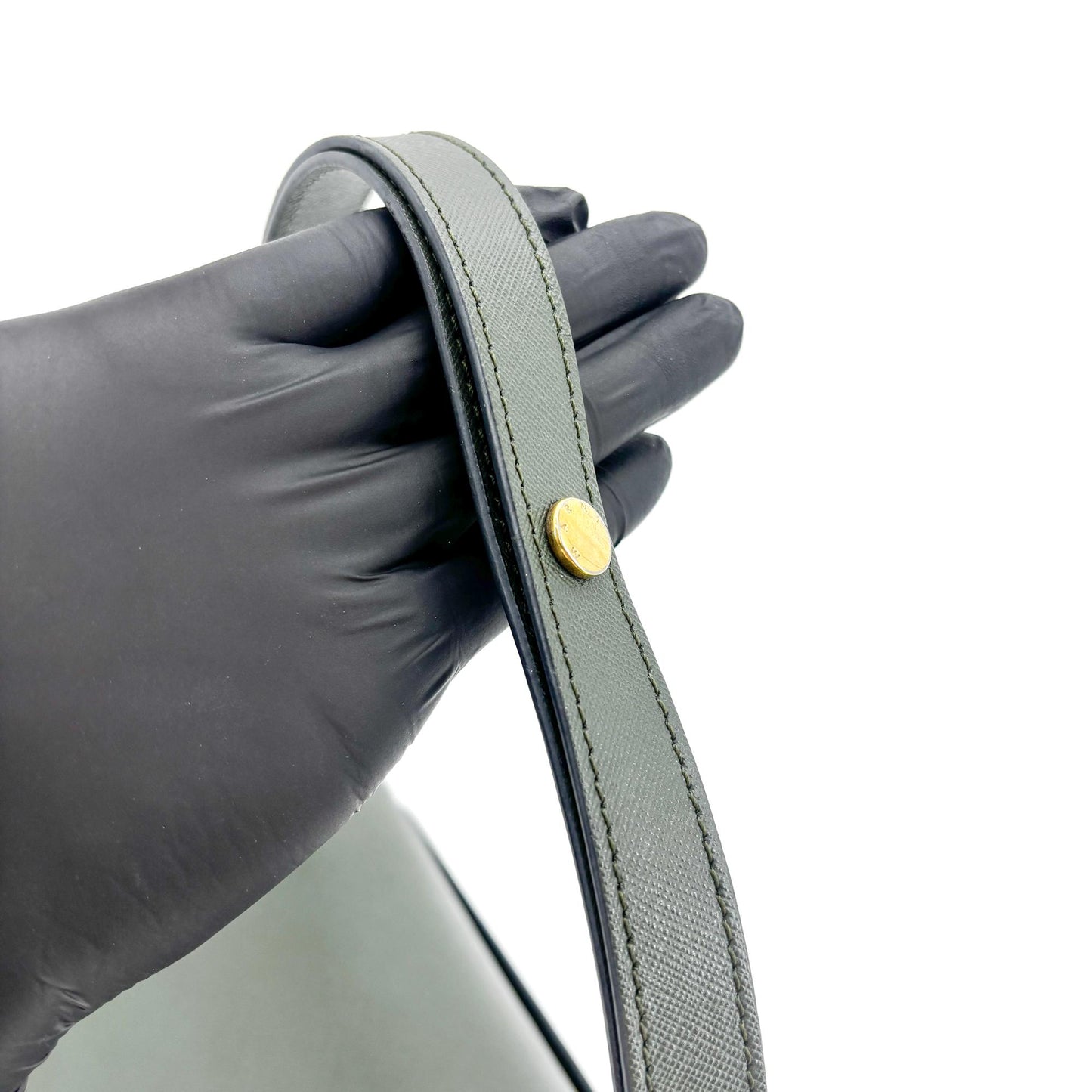 Marni Saffiano Trunk Bag Medium Deep Green