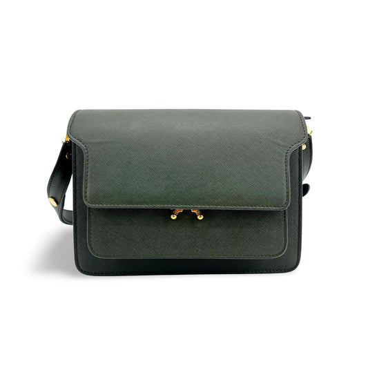 Marni Saffiano Trunk Bag Medium Deep Green