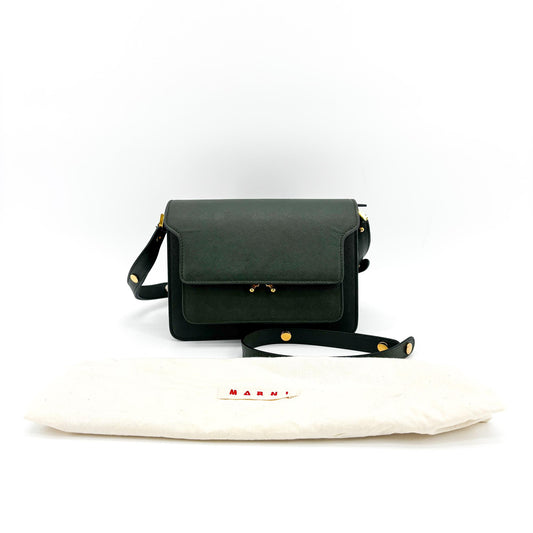 Marni Saffiano Trunk Bag Medium Deep Green