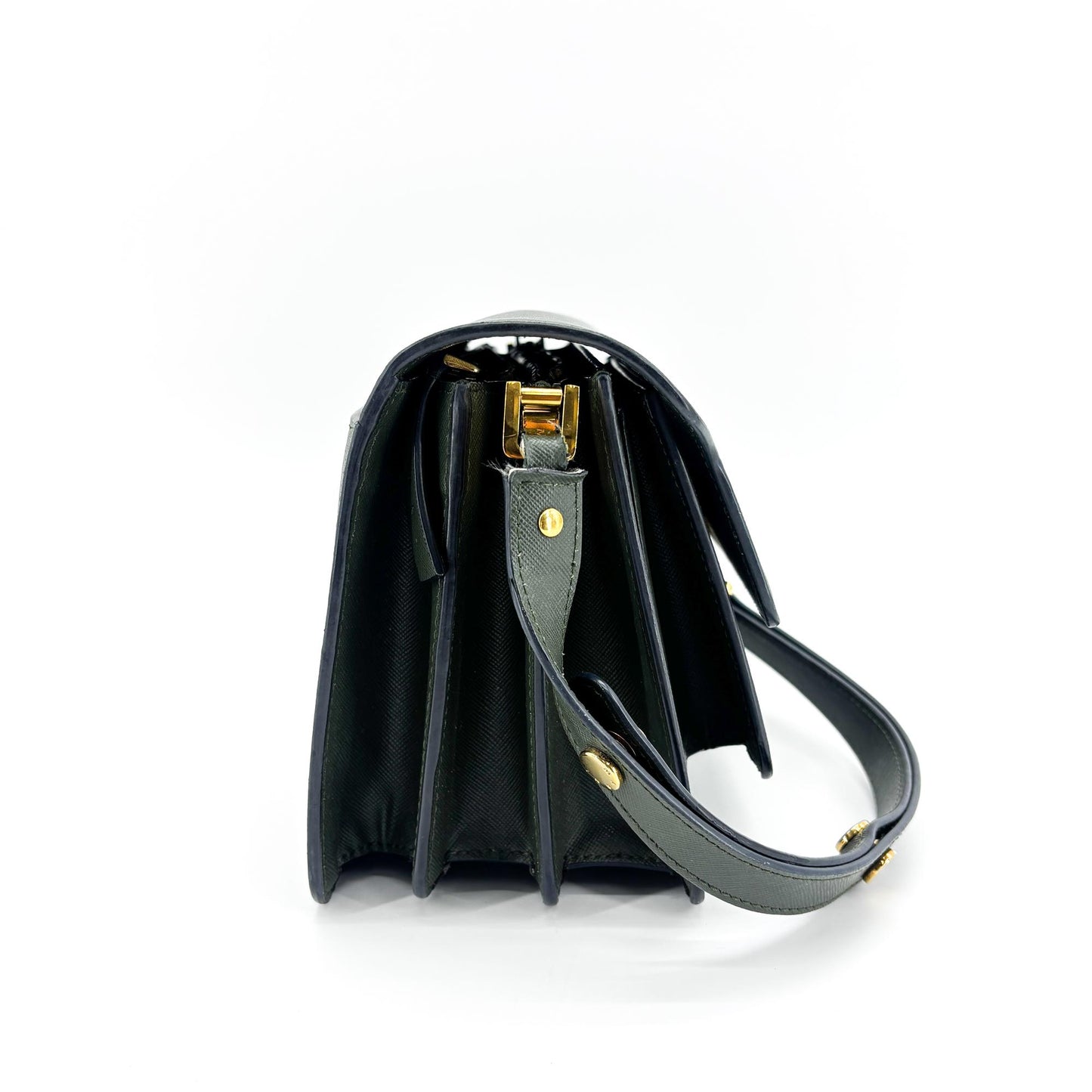 Marni Saffiano Trunk Bag Medium Deep Green
