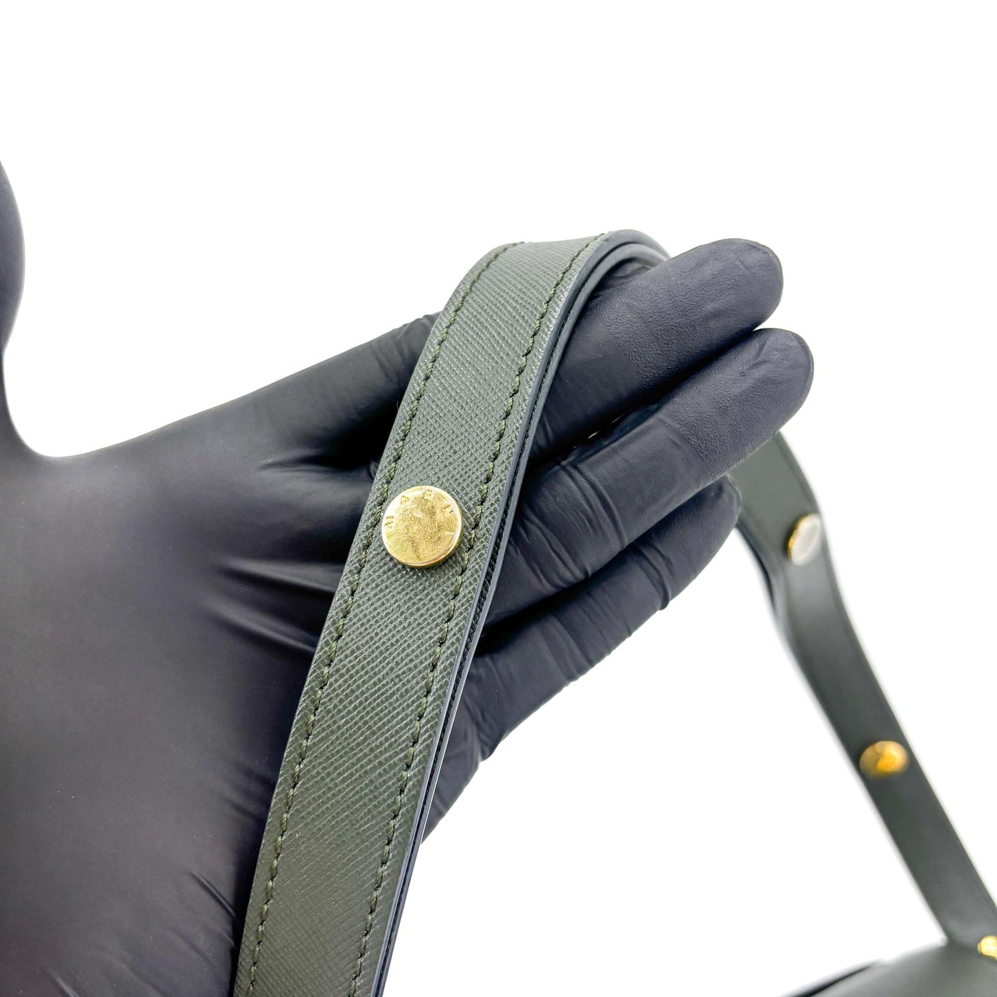 Marni Saffiano Trunk Bag Medium Deep Green