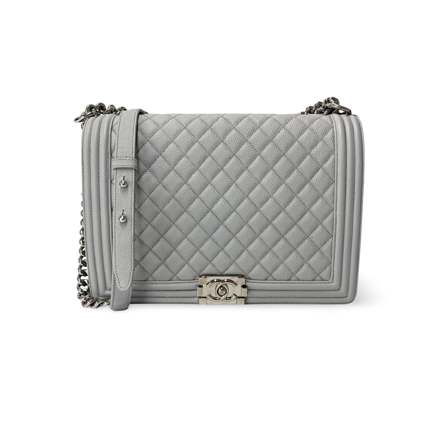 Chanel Boy Bag Caviar Silver Hardware Large