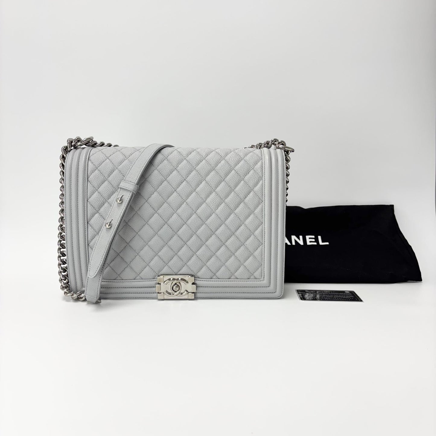 Chanel Boy Bag Caviar Silver Hardware Large