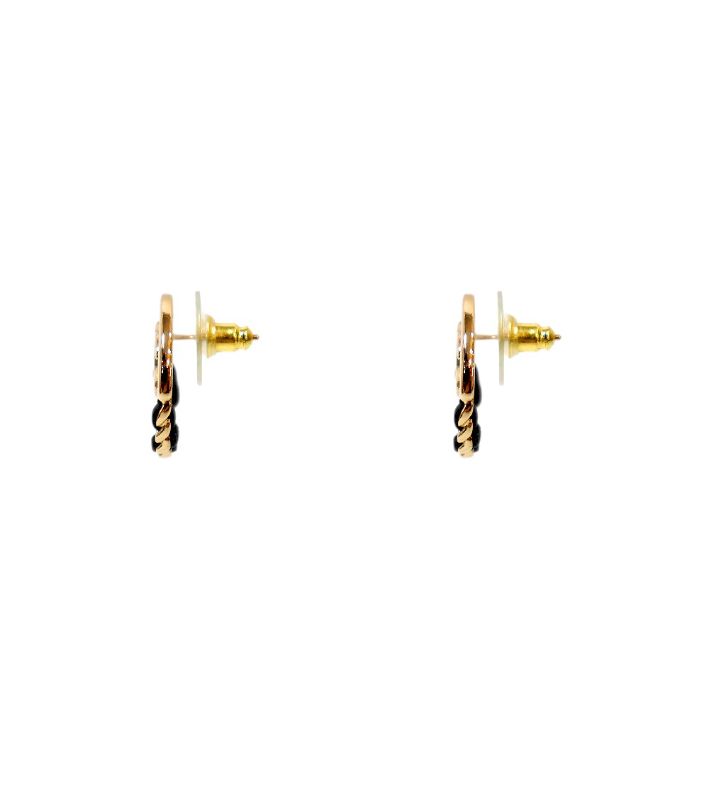 Chanel Chain Round CC Gold Earrings