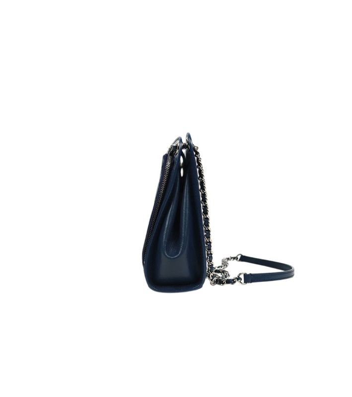Chanel Navy Leather Matelassé Chain Shoulder Bag
