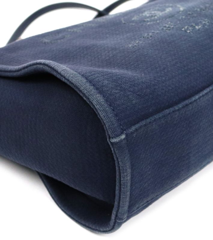 Chanel Navy Canvas Deauville Bag with Built-in Chip