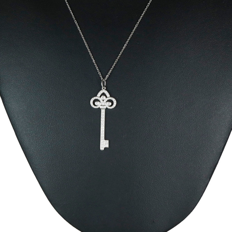 Large Fleur Diamond Platinum Necklace