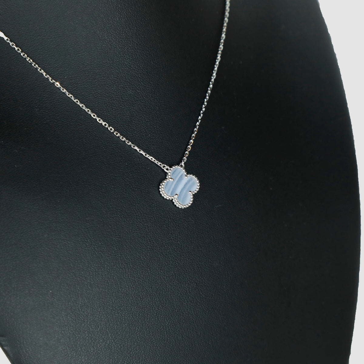 Van Cleef & Arpels Vintage Alhambra Chalcedony White Gold Necklace
