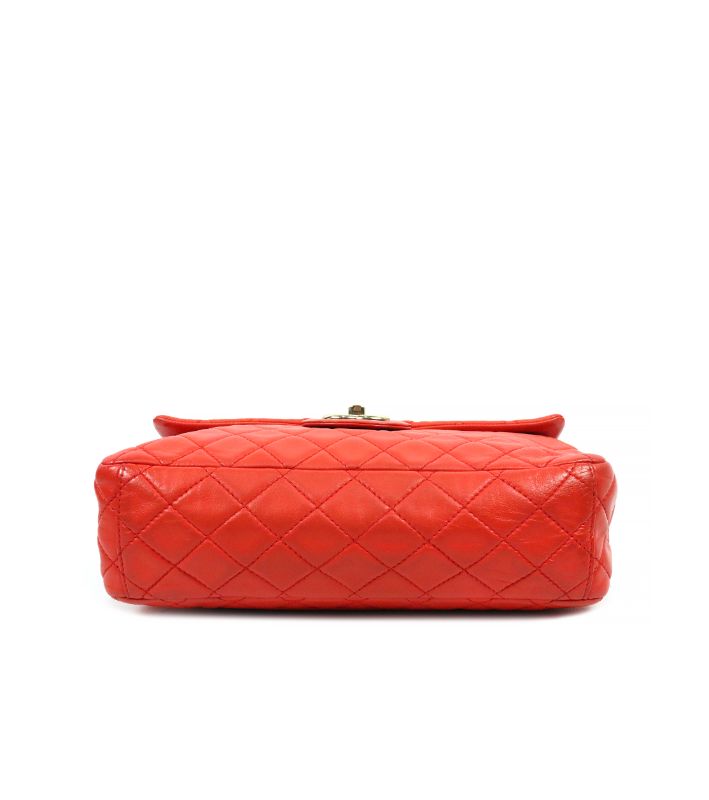 Chanel Orange Quilted CC Flap Chain Shoulder Bag