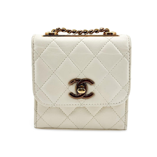 Chanel Trendy CC Micro Top Handle Chain Bag White Gold Hardware