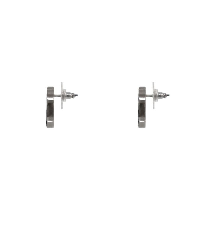 Chanel Blue CC Silver Earrings