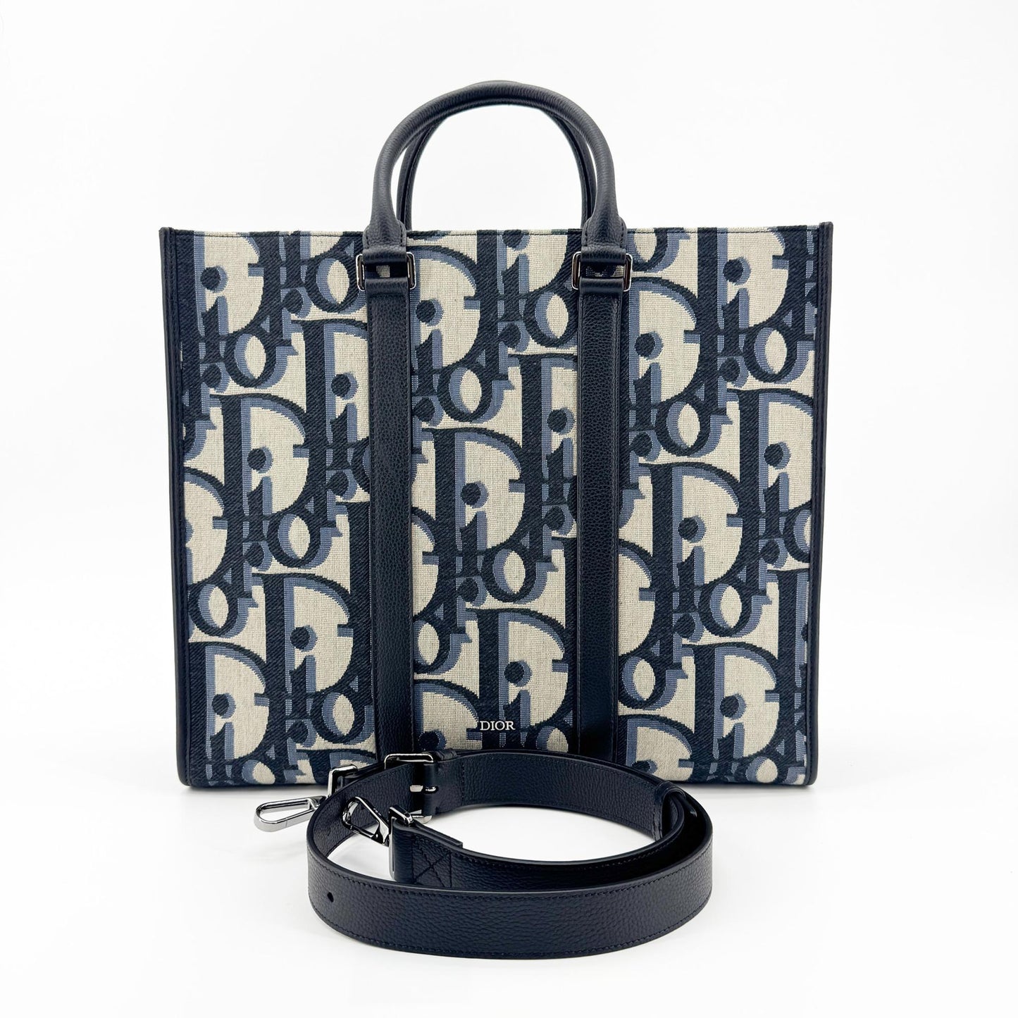 Sac Cabas Vertical Dior Oblique Jacquard Bleu Marine
