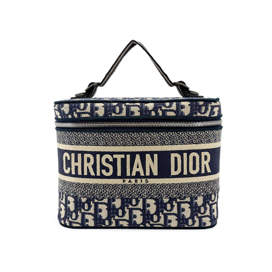 Dior Small Dior Travel Vanity Case Blue Oblique