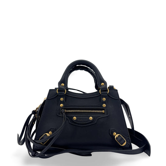 Balenciaga Neo Classic Mini Top Handle Bag Black Gold Hardware