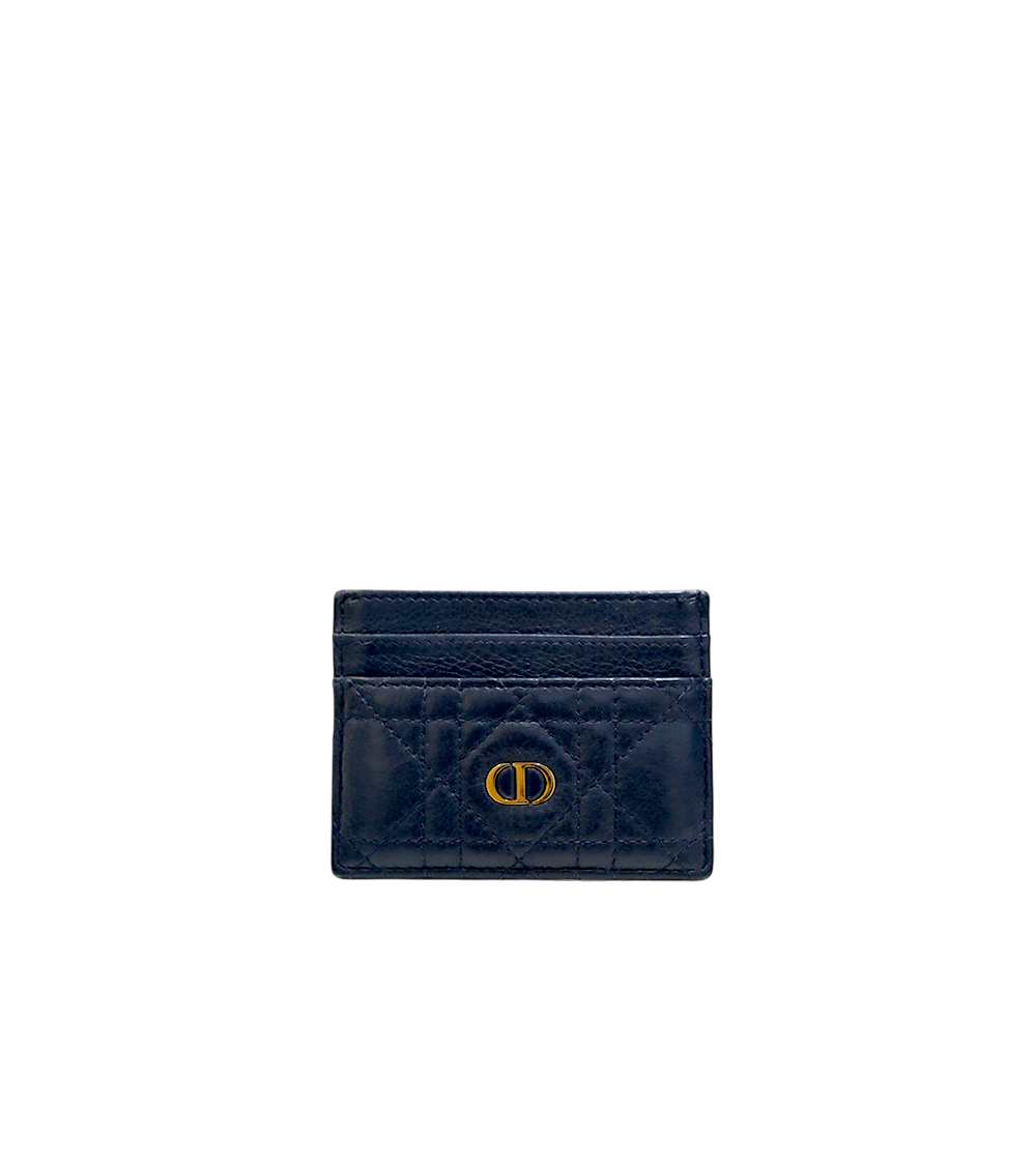 Dior Navy Checkered Card Holder Wallet