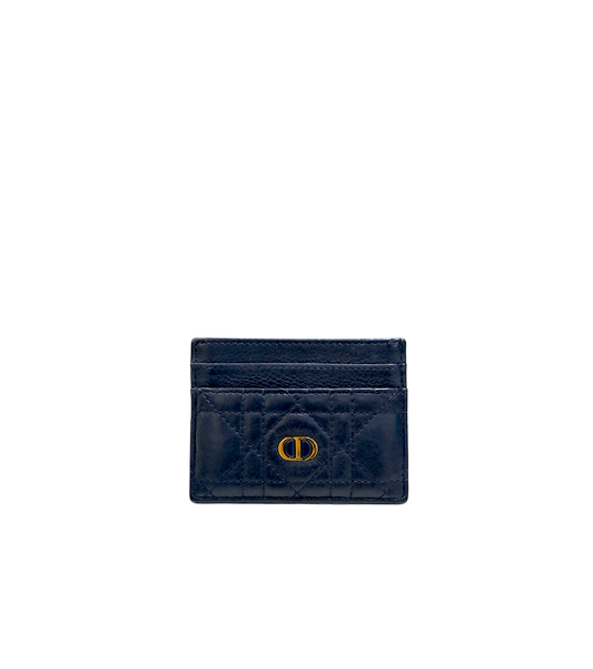 Dior Navy Checkered Card Holder Wallet