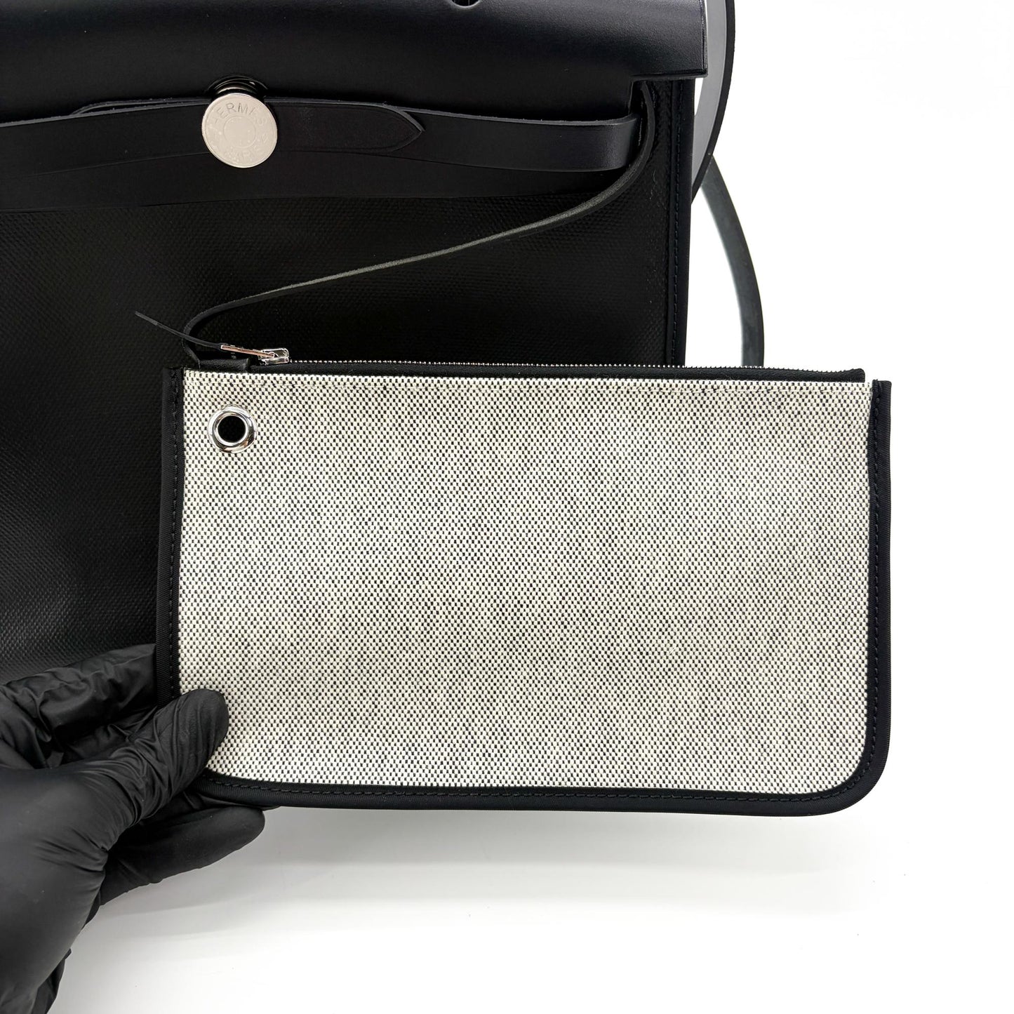 Hermès Herbag Zip 31 Black Ecrou Silver Hardware