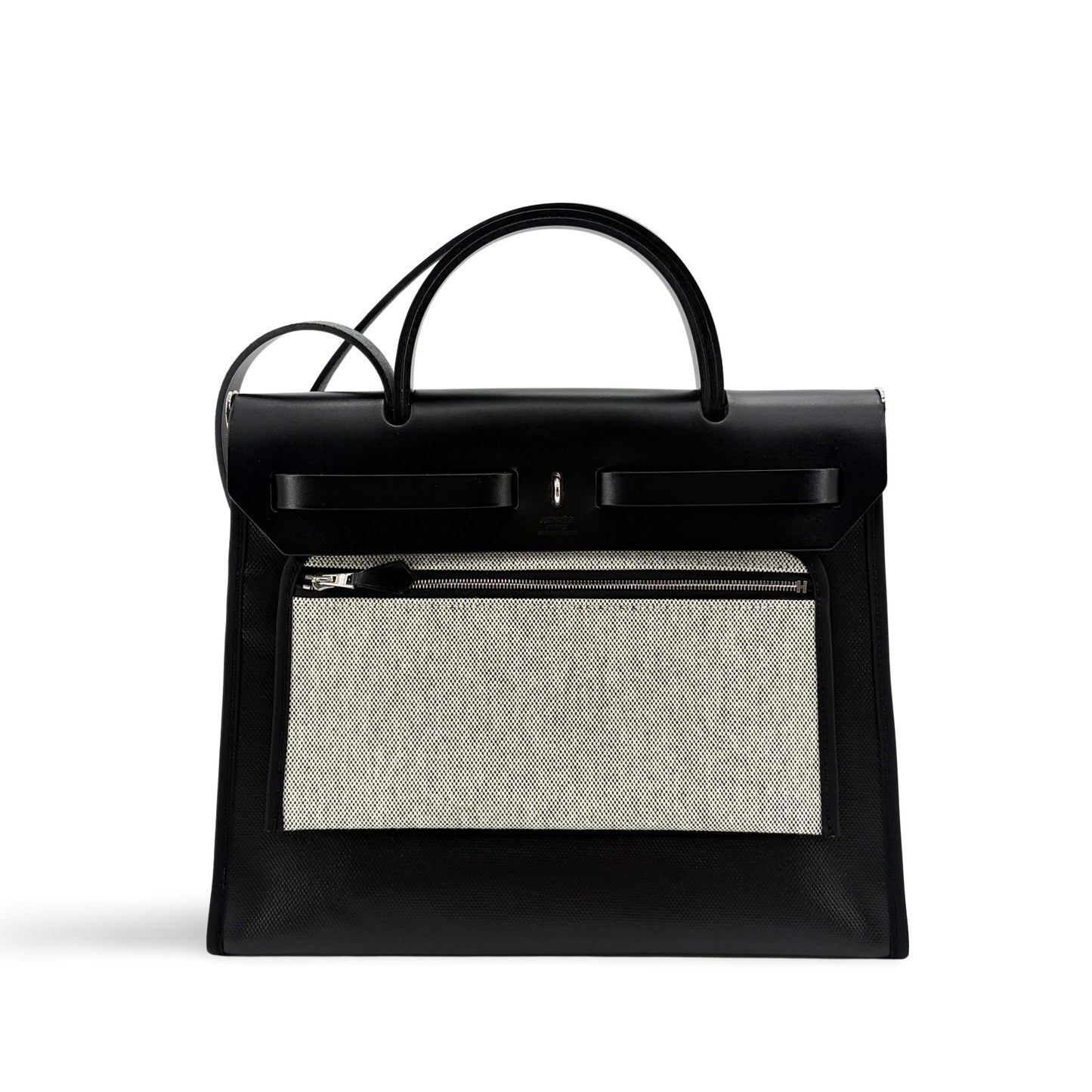 Hermès Herbag Zip 31 Black Ecrou Silver Hardware