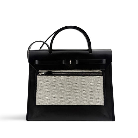 Hermès Herbag Zip 31 Black Ecrou Silver Hardware