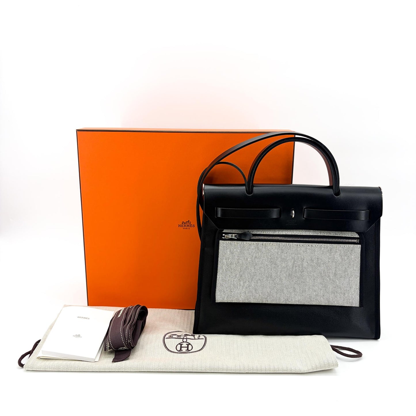 Hermès Herbag Zip 31 Black Ecrou Silver Hardware