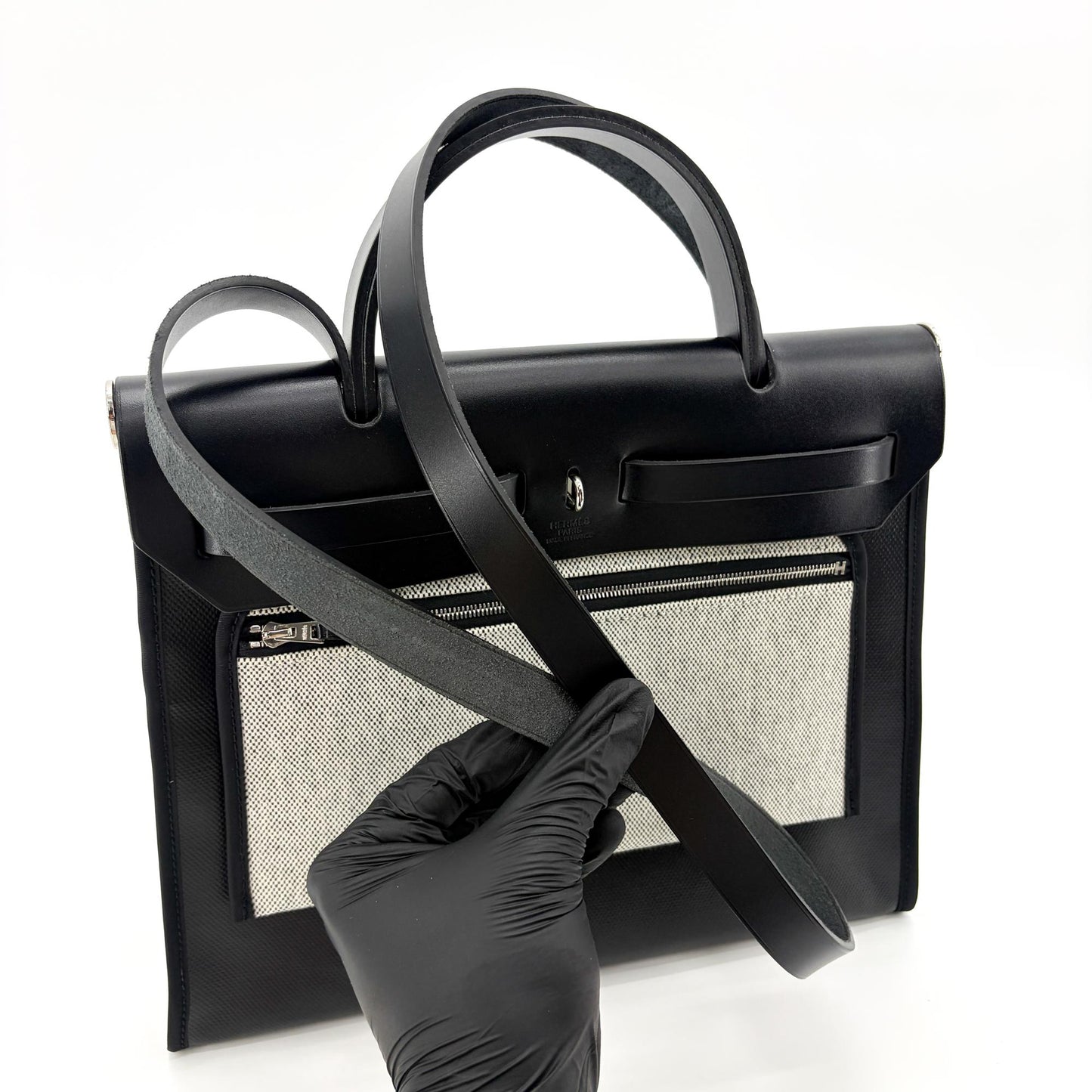 Hermès Herbag Zip 31 Black Ecrou Silver Hardware