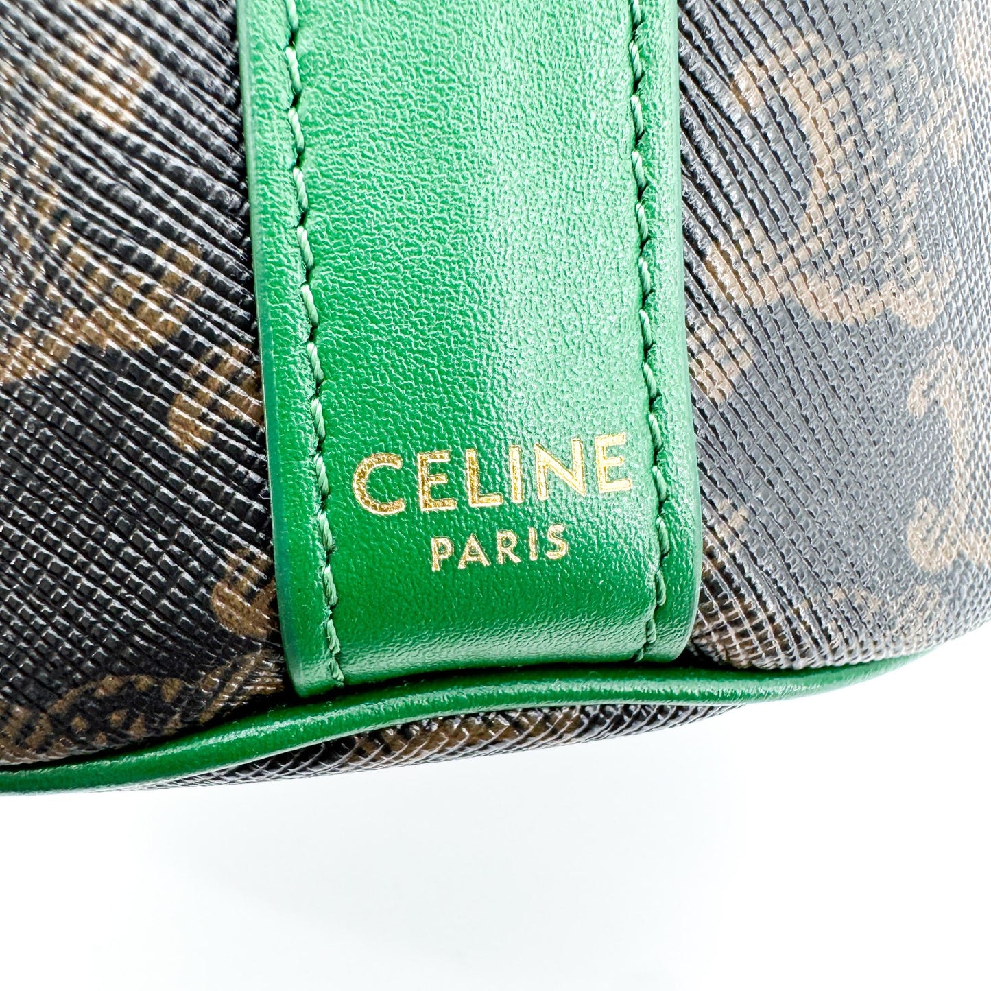 Celine Triomphe Canvas Small Bucket Bag Green