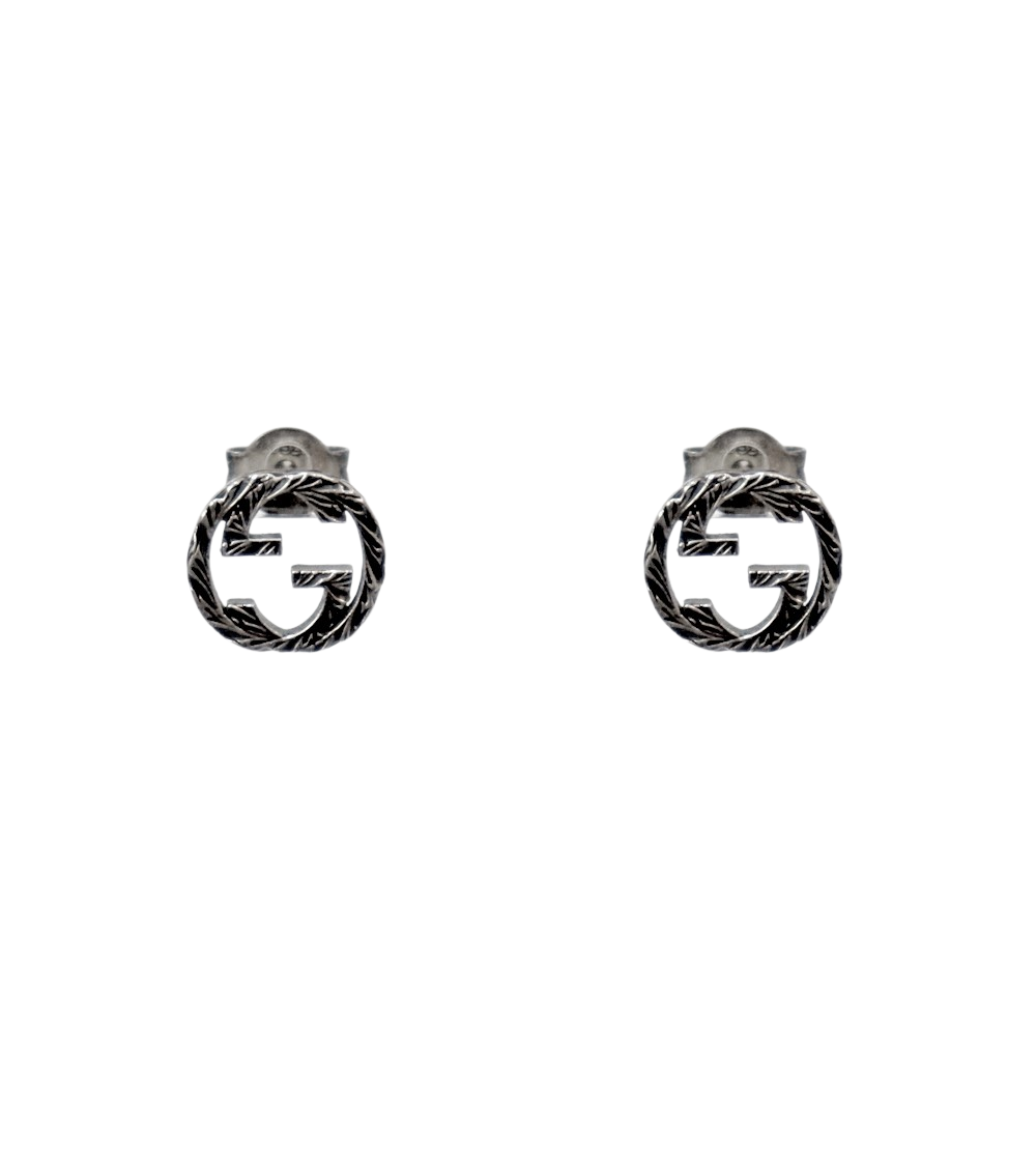 Gucci Ebony Interlocking G Silver Earrings