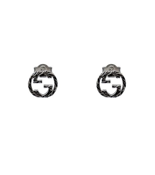 Gucci Ebony Interlocking G Silver Earrings