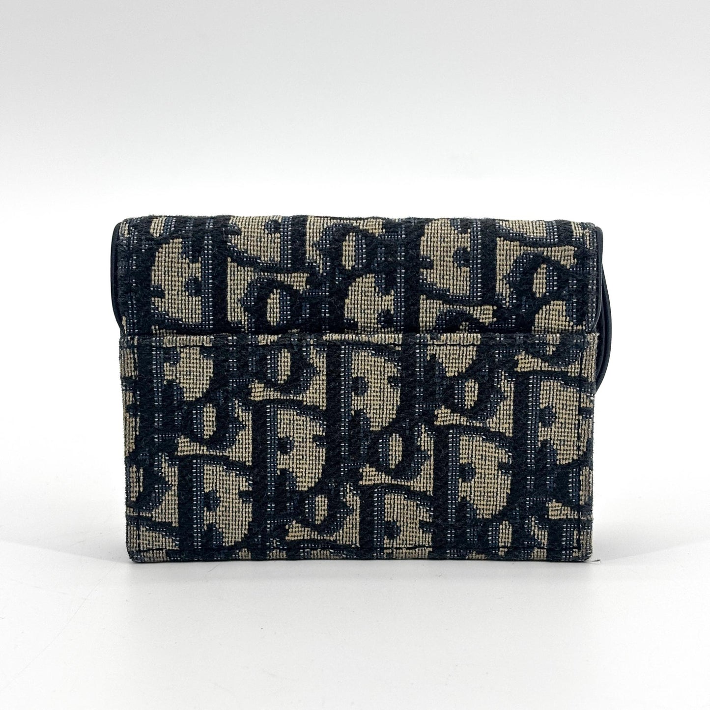 Dior Saddle Flap Card Holder Blue Oblique Jacquard