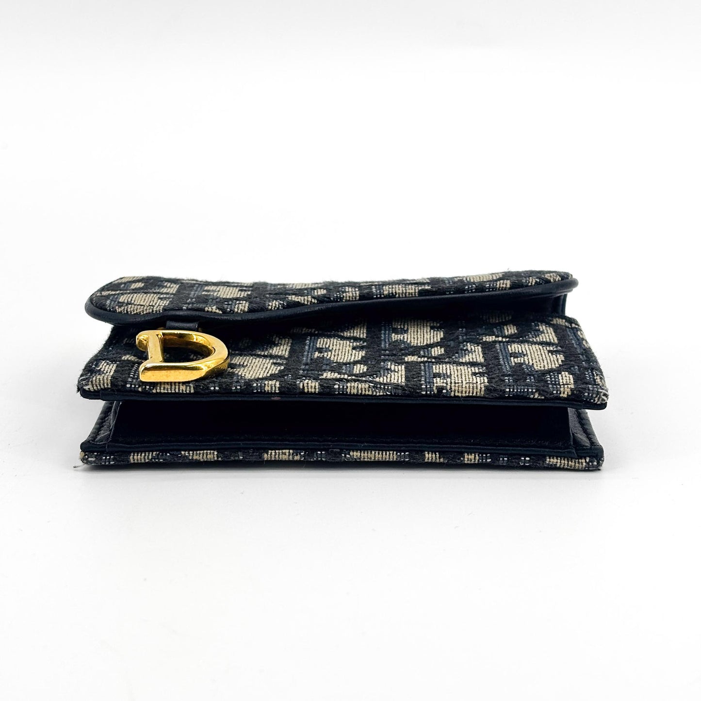 Dior Saddle Flap Card Holder Blue Oblique Jacquard