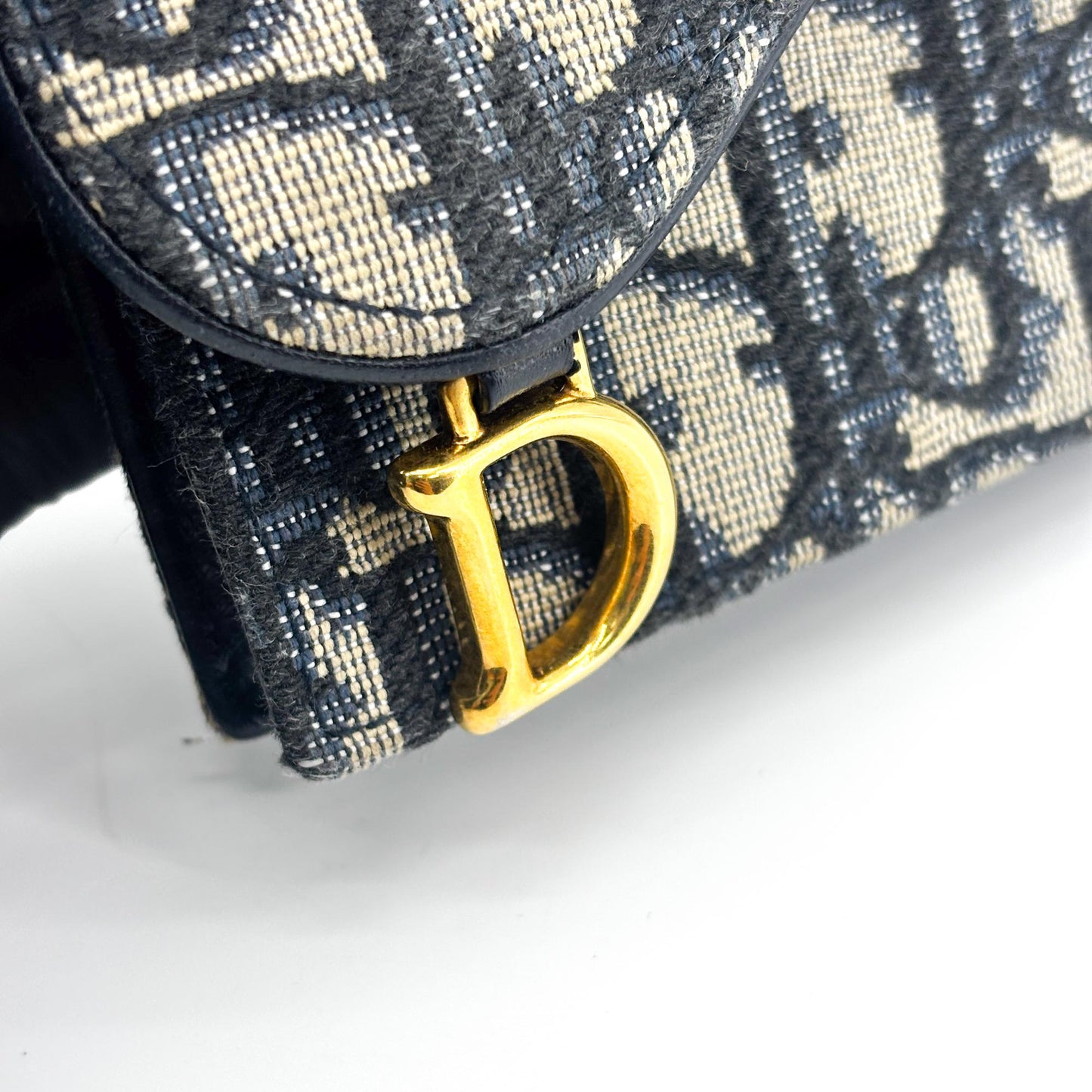 Dior Saddle Flap Card Holder Blue Oblique Jacquard