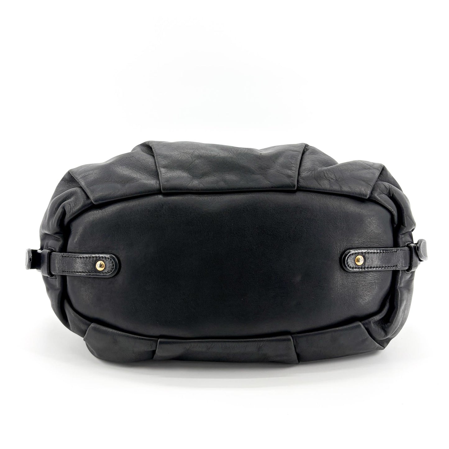 Prada Vitello Phoenix Black Gold Buckle Top Handle Bag