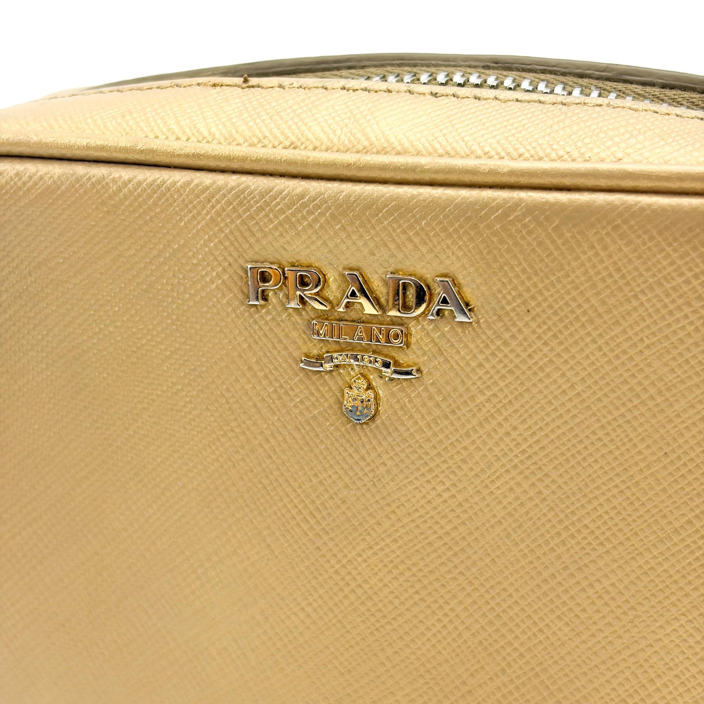 Prada Saffiano Leather Camera Bag Gold