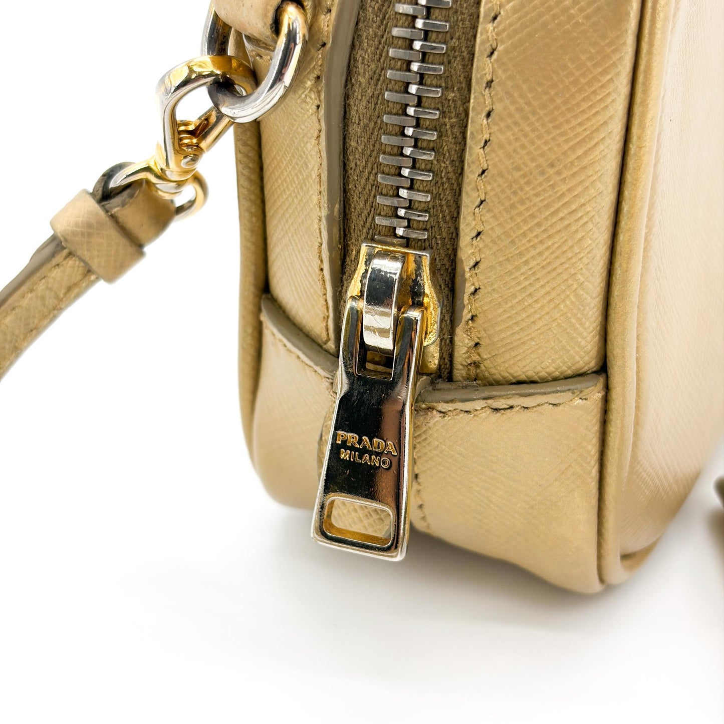 Prada Saffiano Leather Camera Bag Gold