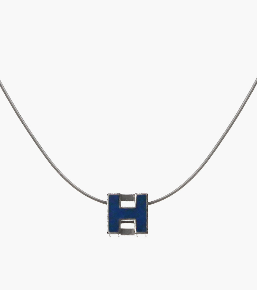 Hermès Blue Cage Silver Necklace