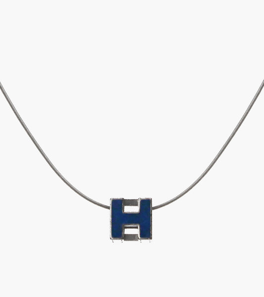 Hermès Blue Cage Silver Necklace