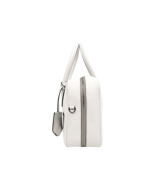 Prada White Leather Bowling Tote Bag