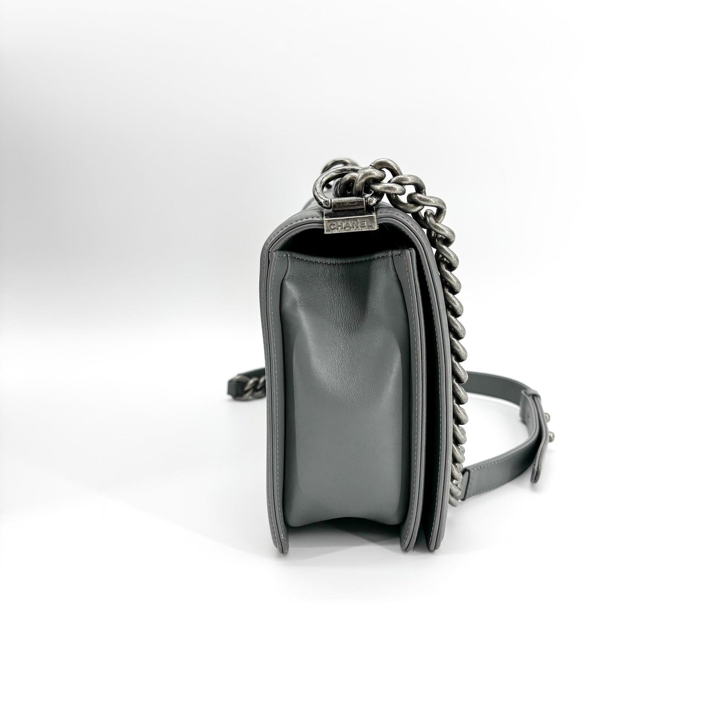 Chanel Boy Bag Medium Vintage Silver Hardware Grey