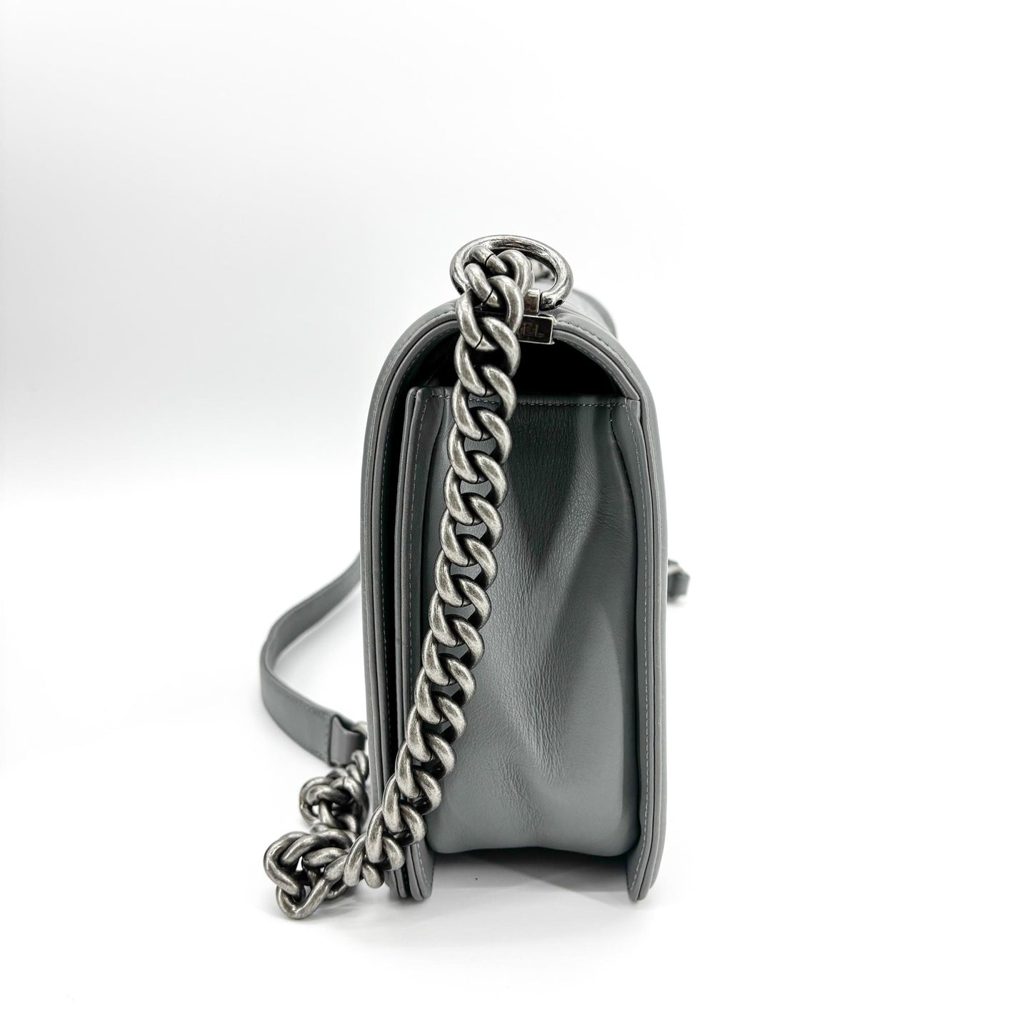 Chanel Boy Bag Medium Vintage Silver Hardware Grey