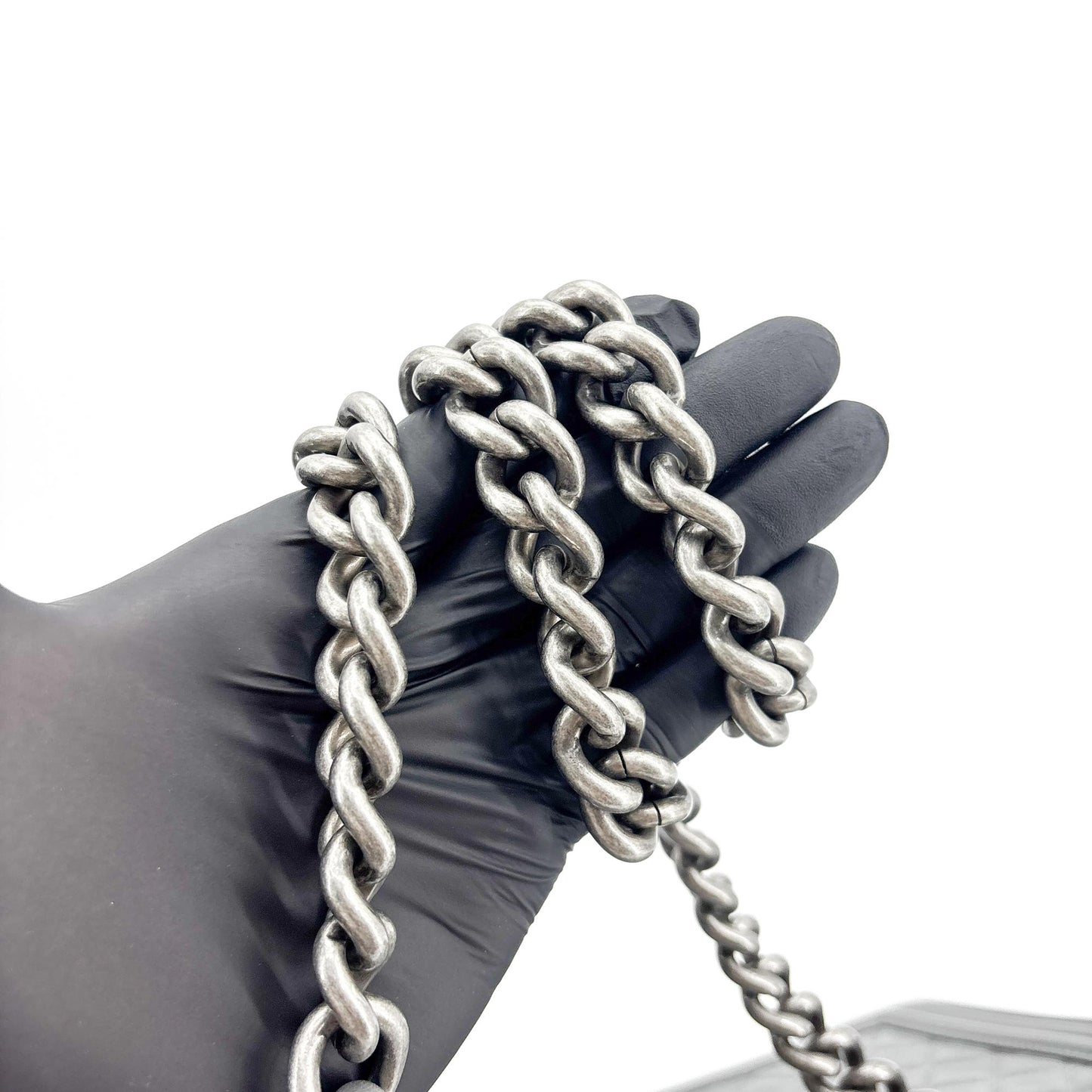 Chanel Boy Bag Medium Vintage Silver Hardware Grey