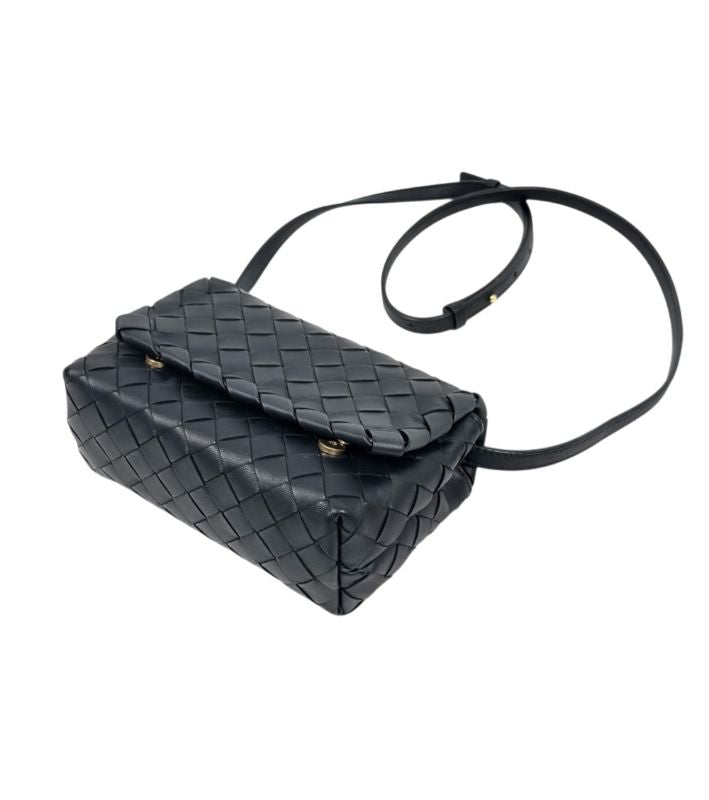 Bottega Veneta Black Mini Intrecciato Crossbody Bag