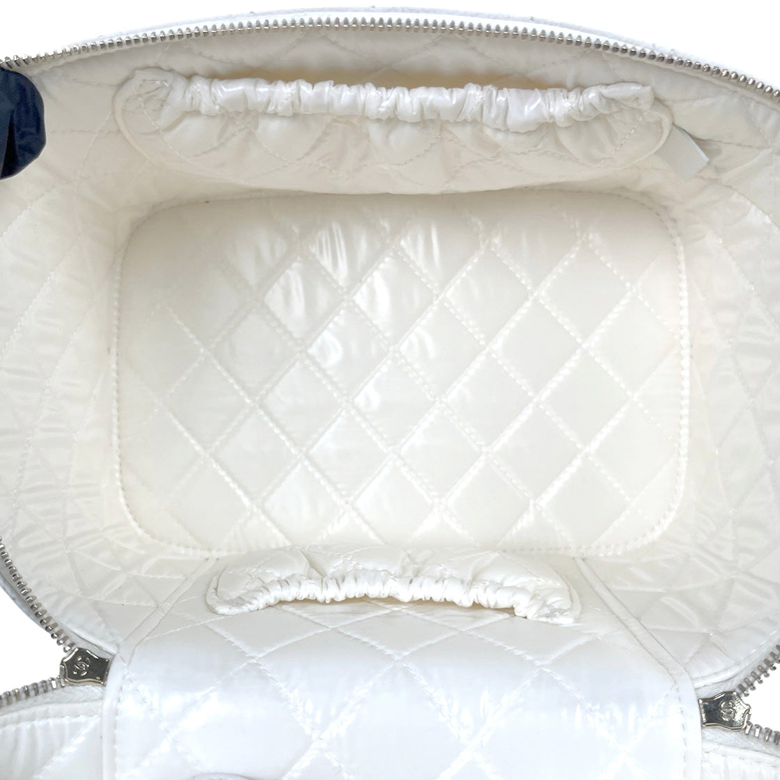 Chanel White Caviar Cosmetics Vanity Bag