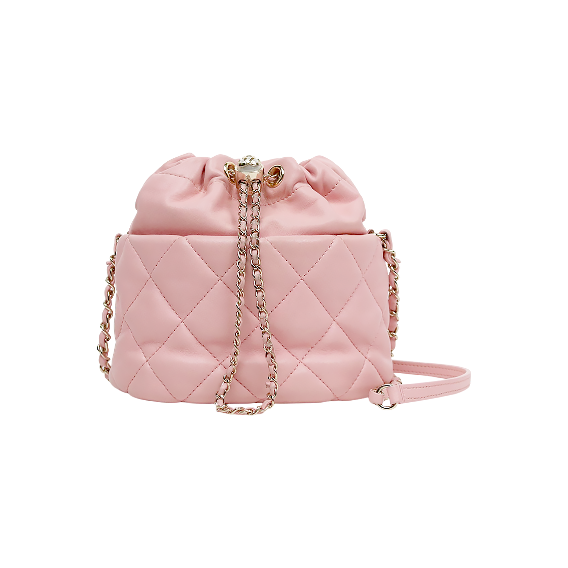 Chanel Pink Lambskin Drawstring Bucket Bag