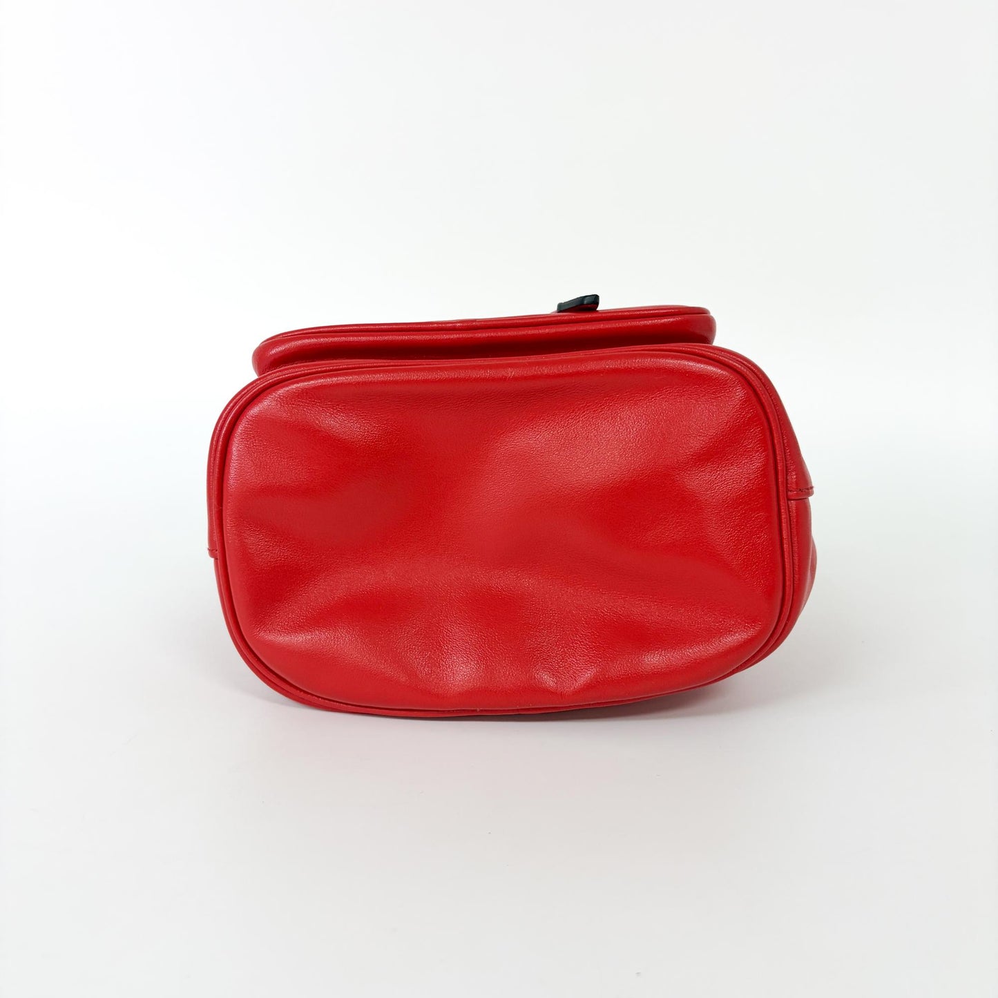 Prada Triangle Logo Leather Bucket Bag Red Gold Hardware