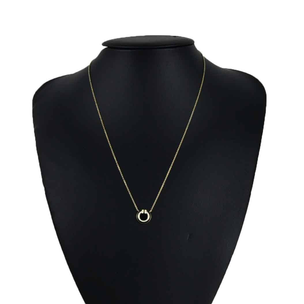 Onyx Diamond Circle Necklace