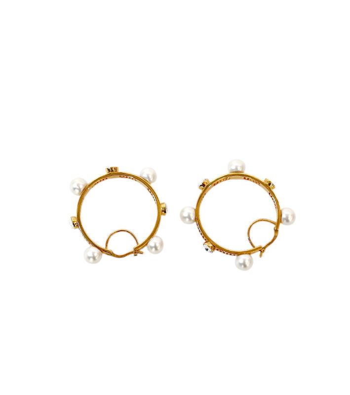 Miu Miu Pearl-Embellished Hoop Earrings