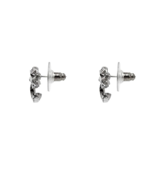 Chanel Cubic Ribbon CC Silver Earrings