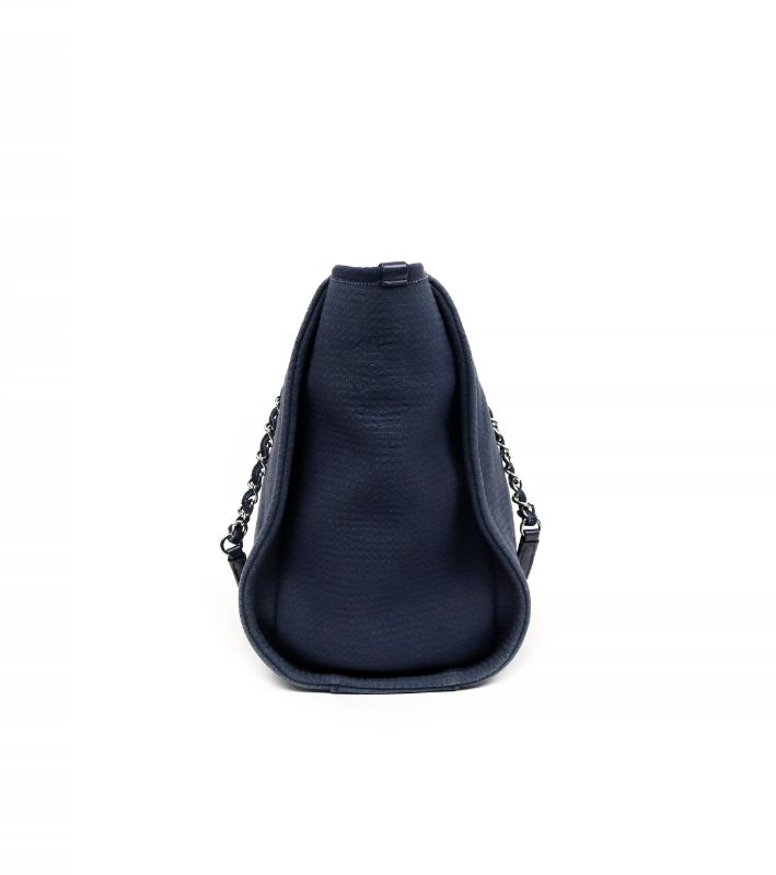Chanel Navy Canvas Deauville Bag with Built-in Chip
